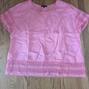 Cynthia Rowley Women's XL 100% Linen Top Short Sleeve Beach Summer Tropical